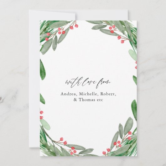 Carte Aquarelle Holly Jolly Photo de Noël (Dos)