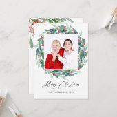 Carte Aquarelle Holly Jolly Photo de Noël (Devant/Arrière en situation)