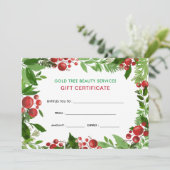 Carte Aquarelle Holly Red Berries | Certificat cadeau (Debout devant)