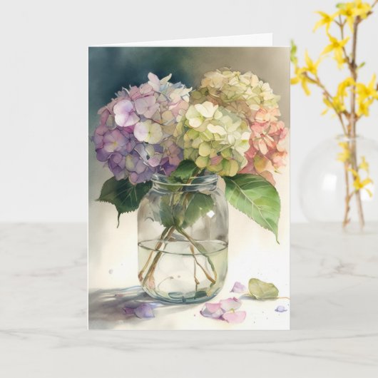 Carte Aquarelle hydrangea fleurs (Fleur jaune)
