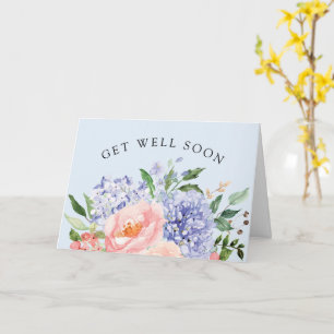 Carte Aquarelle Hydrangea Floral Bleu Rose Meilleurs Vœu