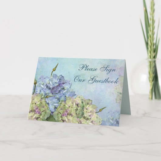 Carte Aquarelle Hydrangea Floral - Signe Livre d'or (Devant)