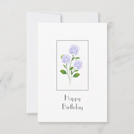 Carte Aquarelle Hydrangea tiges florales (Devant)