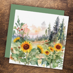 Carte aquarelle Jardin de tournesols Nature