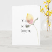 Carte Aquarelle jaune citron Aimer (Fleur jaune)