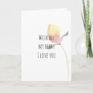 Carte Aquarelle jaune citron Aimer