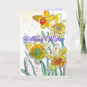 Carte Aquarelle jaune jonquille de printemps (Devant)