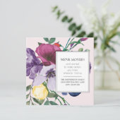 Carte Aquarelle jaune violet rose floral Nouvelle adress (Debout devant)