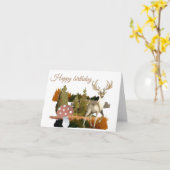 Carte Aquarelle joli cerf anniversaire de la forêt (Fleur jaune)