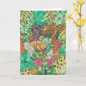 Carte Aquarelle Jungle Jaguar blanche (Fleur jaune)