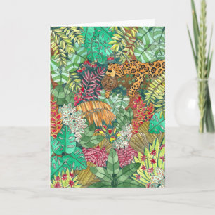 Carte Aquarelle Jungle Jaguar blanche