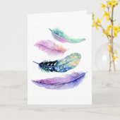 Carte Aquarelle juste parce que les plumes de saumons (Fleur jaune)