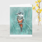 Carte Aquarelle Kingfisher Oiseau Nature Art (Fleur jaune)