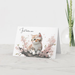 Carte Aquarelle Kitten Se Bien Bientôt