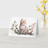 Carte Aquarelle Kitten Se Bien Bientôt (Fleur jaune)