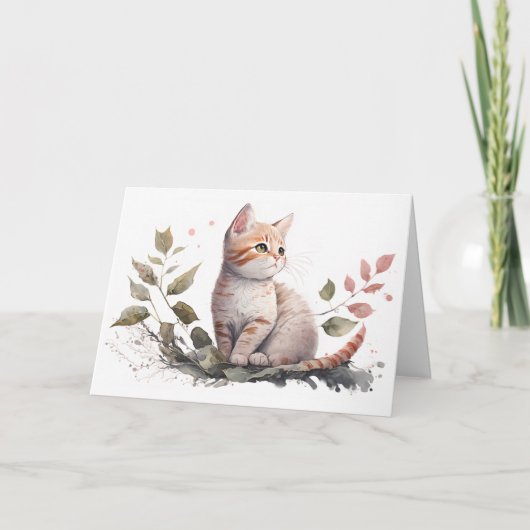 Carte Aquarelle Kitten Se Bien Bientôt (Devant)
