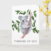 Carte Aquarelle Koala Ours Penser À Vous (Fleur jaune)