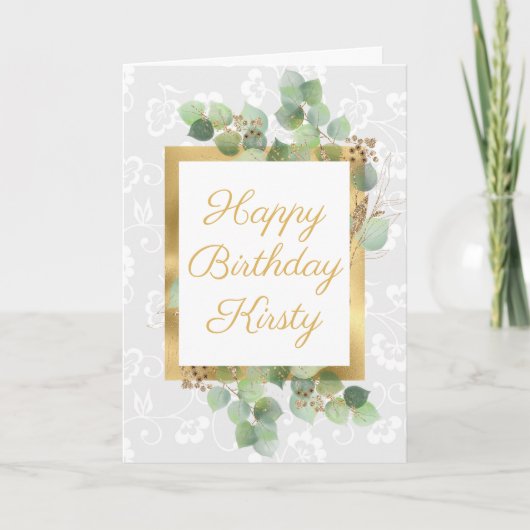 Carte Aquarelle laisse doré Glitter or Foil Anniversaire (Devant)