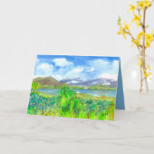 Carte Aquarelle Lake House Joyeux anniversaire (Fleur jaune)