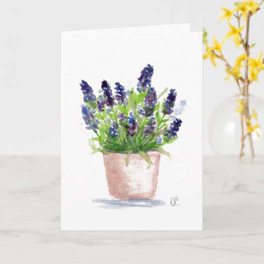 Carte Aquarelle Lavender Floral (Fleur jaune)