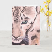 Carte Aquarelle Leopard Vignette Blank (Fleur jaune)
