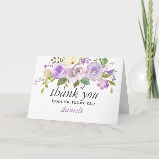 Carte Aquarelle Lilac Merci de Fête des mariées Floral (Devant)