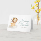 Carte Aquarelle Lion Prince Merci d'anniversaire (Fleur jaune)