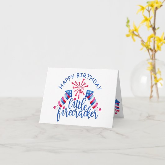 Carte Aquarelle Little Firecracker 4 juillet Anniversair (Fleur jaune)