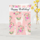 Carte Aquarelle Llama Floral Anniversaire (Fleur jaune)