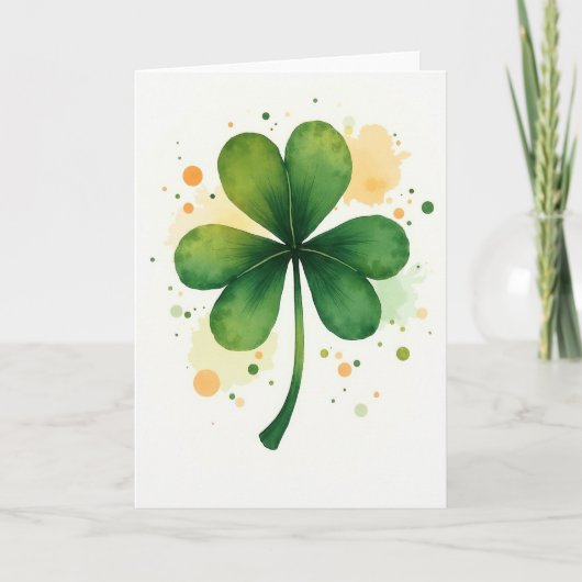 Carte aquarelle Lucky Shamrock (Devant)