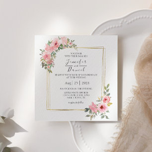 Carte Aquarelle Lush Blush Rose Floral Mariage Inviter
