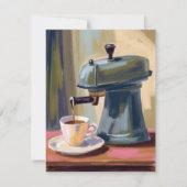 Carte aquarelle machine à café antique latte (Devant)