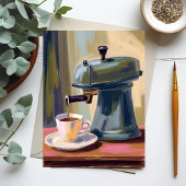 Carte aquarelle machine à café antique latte