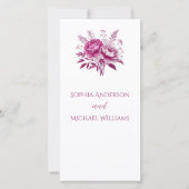 Carte Aquarelle Magenta Peony-Wedding Programme- (Devant)
