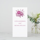 Carte Aquarelle Magenta Peony-Wedding Programme- (Debout devant)