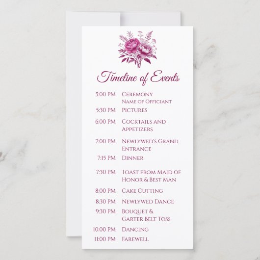 Carte Aquarelle Magenta Peony-Wedding Programme- (Dos)