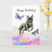 Carte Aquarelle magique pour chien d'anniversaire (Fleur jaune)