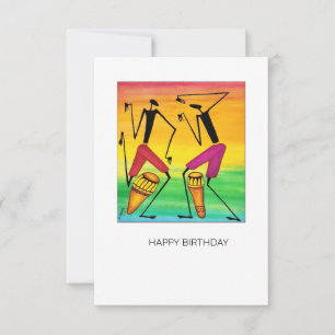 Carte Aquarelle magnifique African Druming Card Annivers