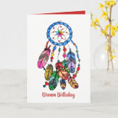 Carte Aquarelle magnifique arc-en-ciel attrape rêve (Fleur jaune)