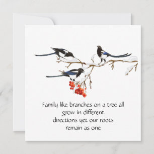 Carte Aquarelle Magpie Famille Citation Animal Nature  