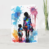 Carte Aquarelle maman et fille | Fête des mères (Devant)