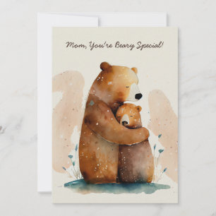 Carte Aquarelle Maman Ours Fête des Mères
