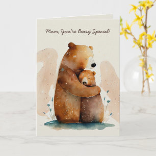 Carte Aquarelle Maman Ours Fête des Mères