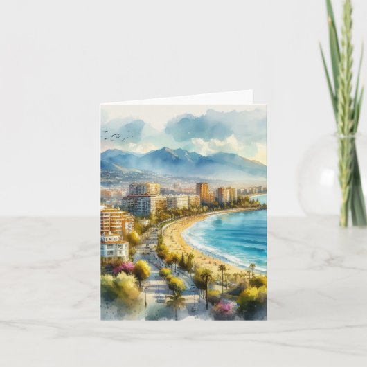 Carte Aquarelle Marbella Espagne (Devant)