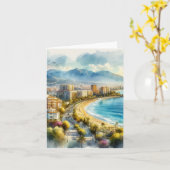 Carte Aquarelle Marbella Espagne (Fleur jaune)