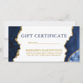 Carte Aquarelle Marbre Bleu Gold Certificat cadeau (Devant)