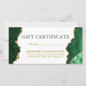 Carte Aquarelle Marbre Vert Gold Certificat cadeau (Devant)