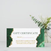 Carte Aquarelle Marbre Vert Gold Certificat cadeau (Debout devant)