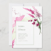 Carte Aquarelle Mariage fleur sauvage Fuchsia ID954 (Devant)