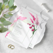 Carte Aquarelle Mariage fleur sauvage Fuchsia ID954